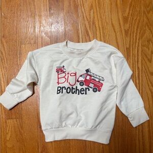 Kids 'Big Brother' Fire Truck Sweatshirt - Cream